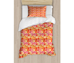 Graphical Petals and Leaves Duvet Cover Set