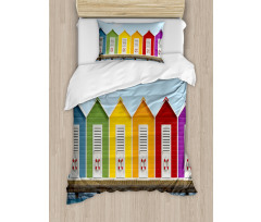 Colorful Cabins Sea Duvet Cover Set