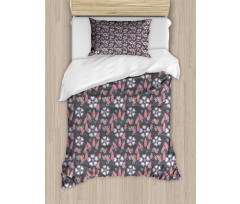 Floral Themed Shapes Art Duvet Cover Set