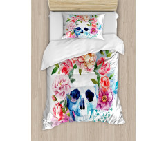 Floral Colorful Skeleton Duvet Cover Set