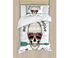 Hipster Skull Pop Art Duvet Cover Set