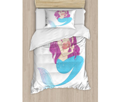 Mermaid with Pink Hair Duvet Cover Set