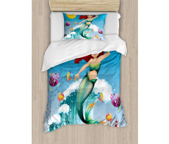 Wave with Cartoon Fish Duvet Cover Set