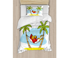 Hammock Palm Tree Shade Duvet Cover Set