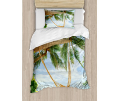 Ocean Sandy Shore Palm Duvet Cover Set