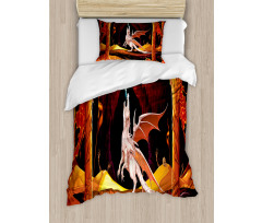 Dangerous Reptile in a Cave Duvet Cover Set