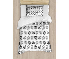 Pencil Drawn Retro Cameras Duvet Cover Set