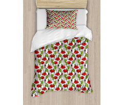 Close up View of Poppies Duvet Cover Set