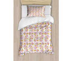 Summer Flowers and Branches Duvet Cover Set