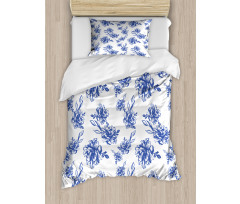 Blue Peonies Blossom Art Duvet Cover Set