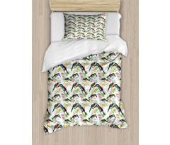 Toucans on Tropical Flora Duvet Cover Set