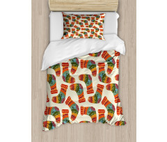 Knitted Christmas Stockings Duvet Cover Set