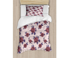 Grown Peony Flowers Bloom Duvet Cover Set