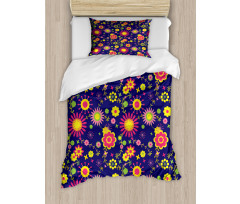 Flowers in Childish Pattern Duvet Cover Set