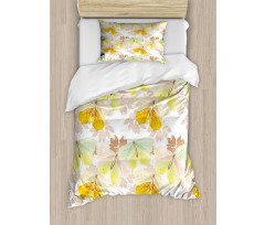 Soft Butterflies and Leaves Duvet Cover Set