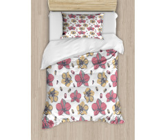 Soft Orchid Flowers and Buds Duvet Cover Set