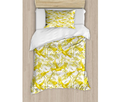 Summer Mimosa and Birds Art Duvet Cover Set