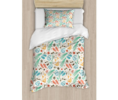 Beach Accessories and Shells Duvet Cover Set