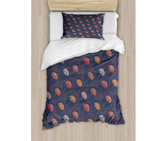 Drops Diagonal Umbrellas Style Duvet Cover Set