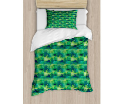 Green Monochrome Triangles Duvet Cover Set