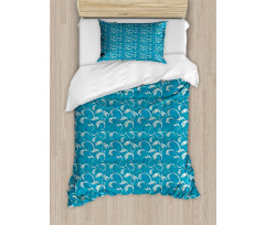 Nautical Foamy Lines Drawing Duvet Cover Set
