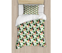 Flowers and Toucan Birds Duvet Cover Set