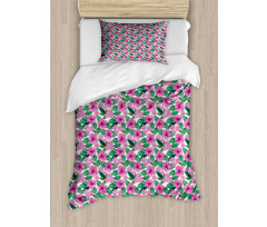 Hibiscus and Plumeria Art Duvet Cover Set