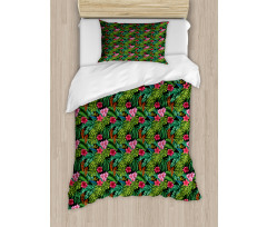 Hibiscus Plumeria Monstera Duvet Cover Set