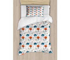 Fall Woodland Racoon Duvet Cover Set