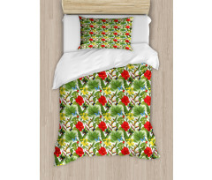 Cheerful Hibiscus Butterfly Duvet Cover Set