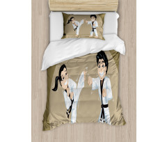 Children Karate Cartoon Art Duvet Cover Set