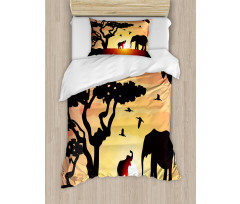 Sunset Animal Tree Duvet Cover Set