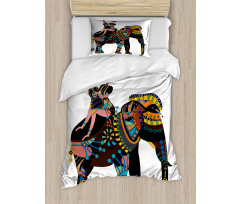 Woman on Mammal Duvet Cover Set