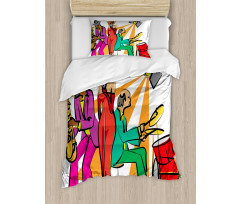 Jazz Band on Stage Duvet Cover Set