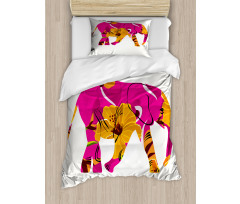 Elephant in Tropic Flowers Duvet Cover Set