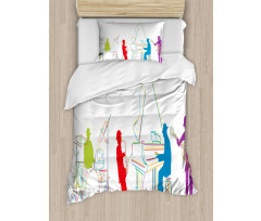 Retro Jazz Band Music Duvet Cover Set