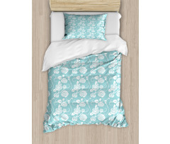 Pastel Style Swirling Roses Duvet Cover Set