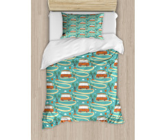 Summer Van and Palms Duvet Cover Set