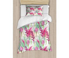 Tropic Flowers Paint Blots Duvet Cover Set