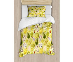 Avocados Dragon Fruit Guava Duvet Cover Set