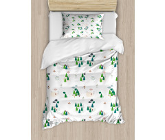 Doodle Style Woodland Items Duvet Cover Set