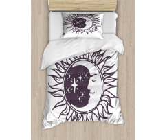 Cartoon Crescent in Sun Duvet Cover Set