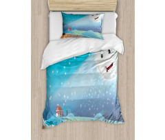 Cartoon Lunar Smiling Duvet Cover Set