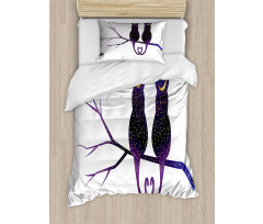 Cats Depicted as Night Duvet Cover Set