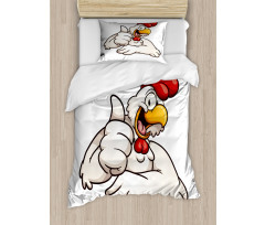 Joyous Cartoon Style Chicken Duvet Cover Set