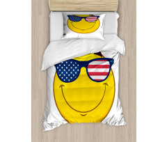 USA-Themed Emoji Sun Face Duvet Cover Set