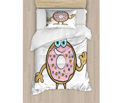 Waving Donut with Sprinkles Duvet Cover Set