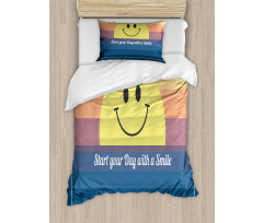 Smirking Sun and Lettering Duvet Cover Set