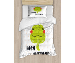 Encouraging Iguana Portrait Duvet Cover Set