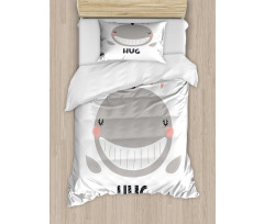 Cheerful Whale Hug Lettering Duvet Cover Set